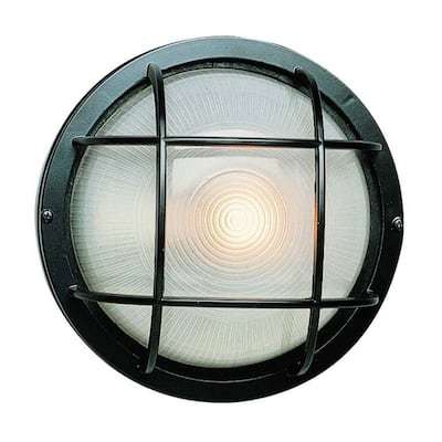 Cambridge 1-light Black 8-inch Outdoor Flush Mount with Clear Ribbed Polycarbonate