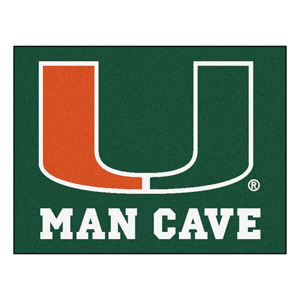 Fanmats University of Miami Green Nylon Man Cave Allstar Rug (2'8 x 3'8)