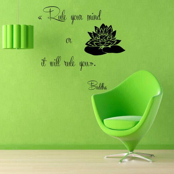 Buddah 'Rule Your Mind' Quote Vinyl Sticker Wall Art Bed Bath