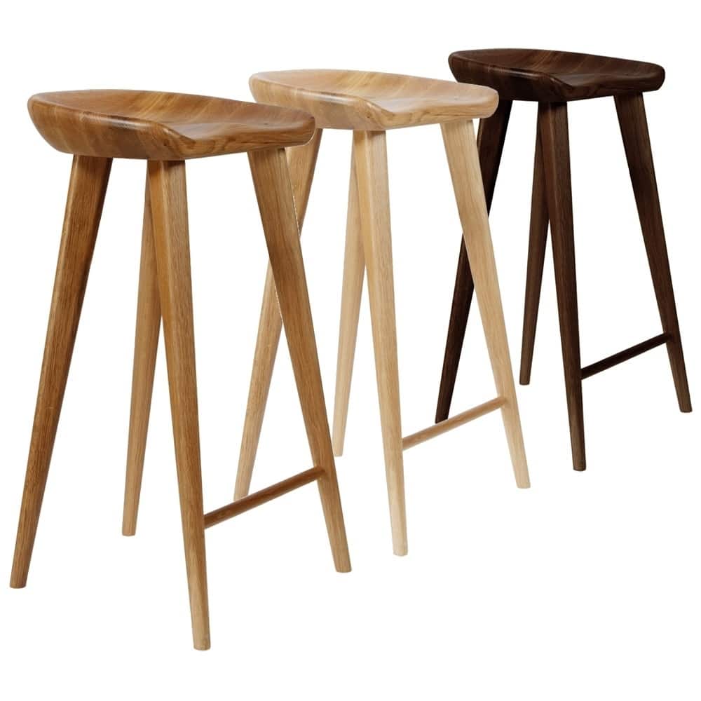 Tractor Contemporary Carved Wood Barstool (Set of 2)