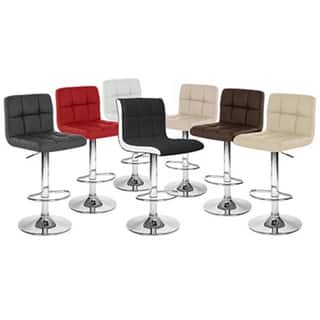 slide 2 of 3, Boris Contemporary LeatherAdjustable Barstool (Set of 4) Brown