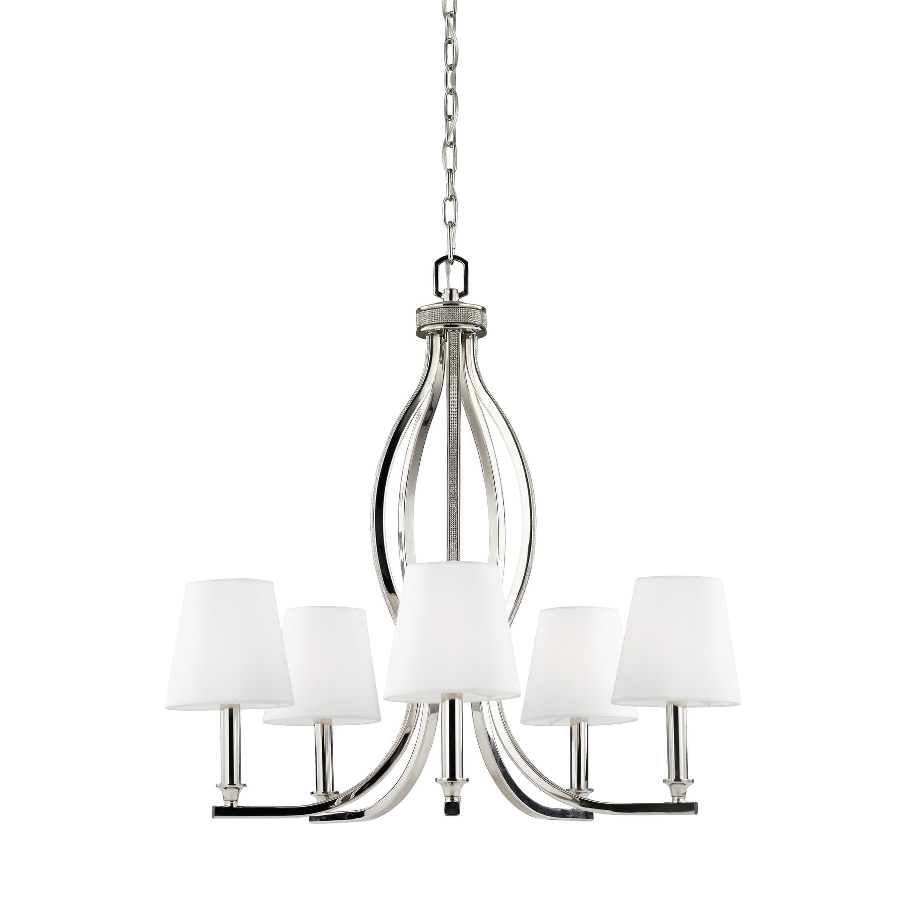 Feiss Pave' 5-light Polished Nickel Crystal Inlay Chandelier (Feiss 5-light Polished Nickel Chandelier) - Chandeliers For Bedrooms by Overstock.com