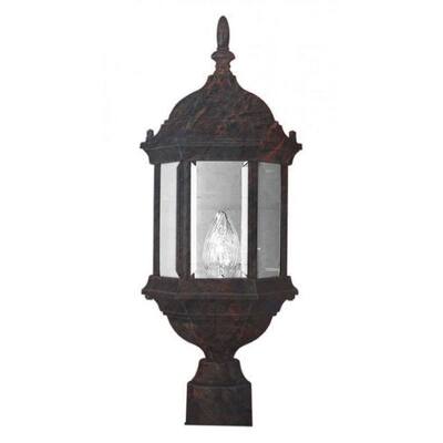 Cambridge Black Copper Finish Outdoor Post Head With A Beveled Shade
