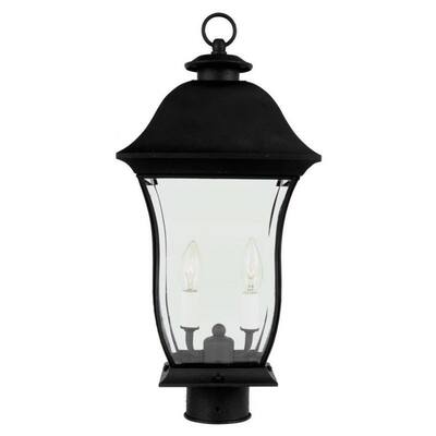 Cambridge Black Finish Outdoor Post Head With A Beveled Shade