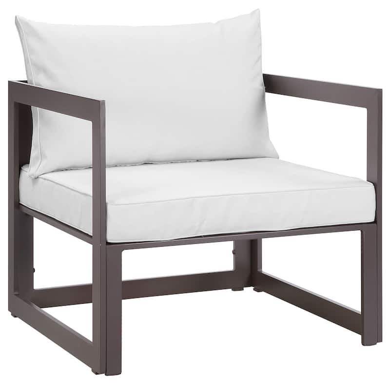 Chance Outdoor Patio Armchair - White/Brown