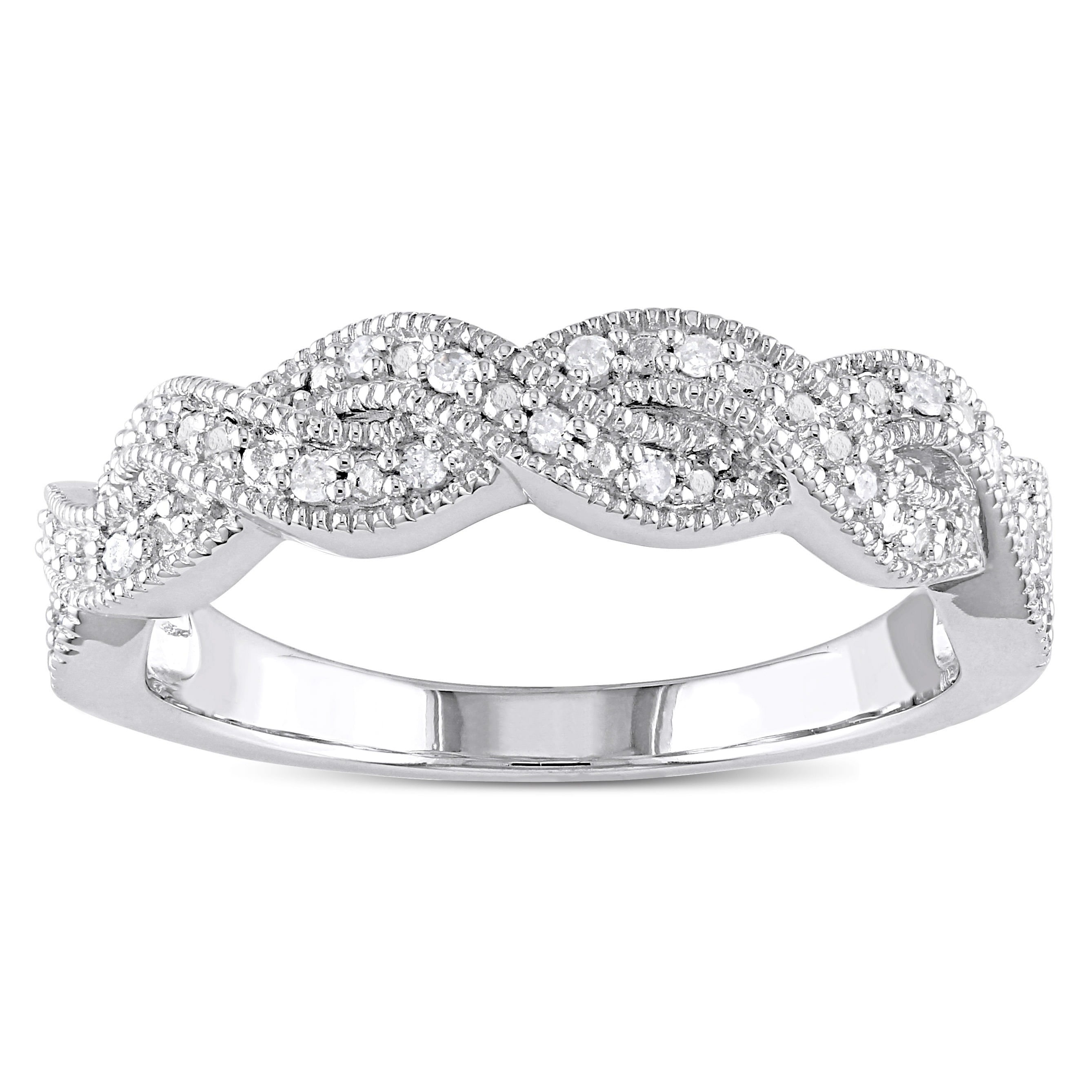 Miadora Sterling Silver 1/10ct TDW Diamond Infinity Band Ring