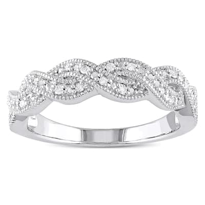 Miadora Sterling Silver 1/10ct TDW Diamond Infinity Band Ring