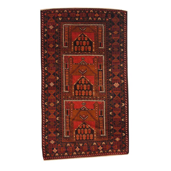Handmade Herat Oriental Afghan 1960s Semi-antique Tribal Balouchi Wool Rug (Afghanistan) - 3'6 x 6'1