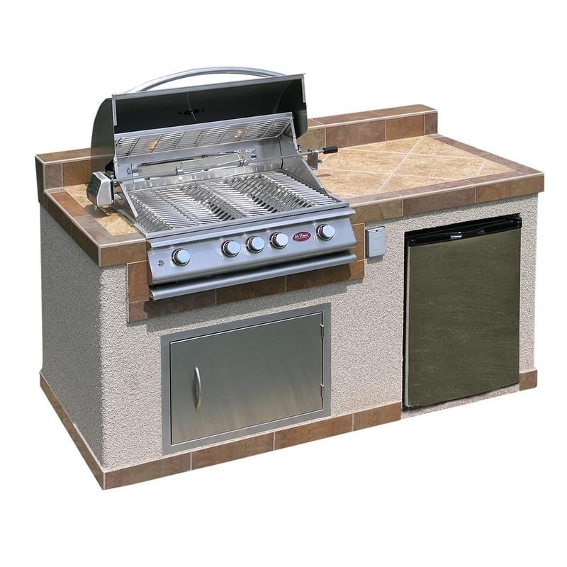 Cal Flame Outdoor Kitchen 4-burner Barbecue Grill Island with Refrigerator