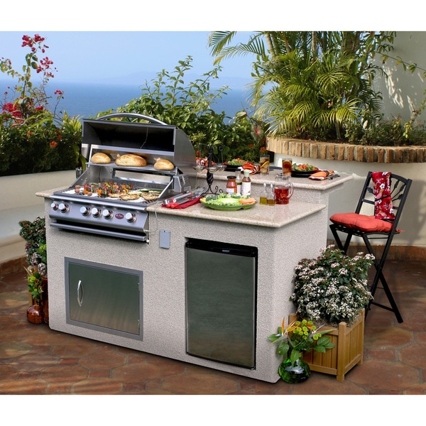 Cal Flame Outdoor Kitchen 4Burner Barbecue Grill Island With