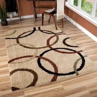 5 X 9 Rugs Area For Less Carolina Weavers Riveting Collection Rotating Rings Beige Area Rug 5 3 X