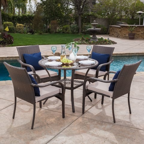 San Pico Outdoor Wicker 5-piece Cushion Dining Set by Christopher Knight Home