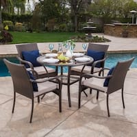 San Pico Outdoor Wicker 5-piece Dining Set with Cushions by Christopher Knight Home