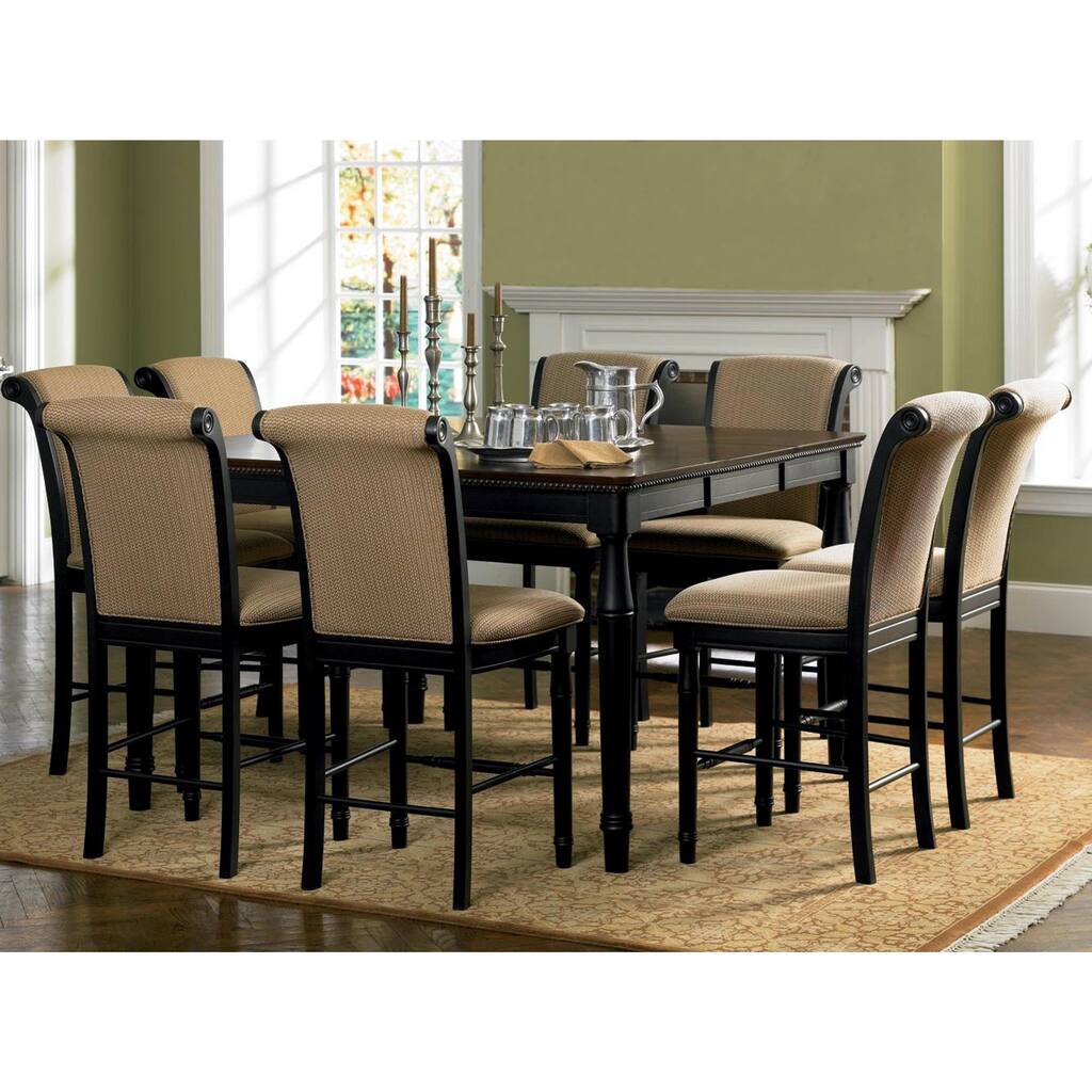 Riverdale Upholstered Distressed Black/ Amaretto Wood Counter Height Dining Set