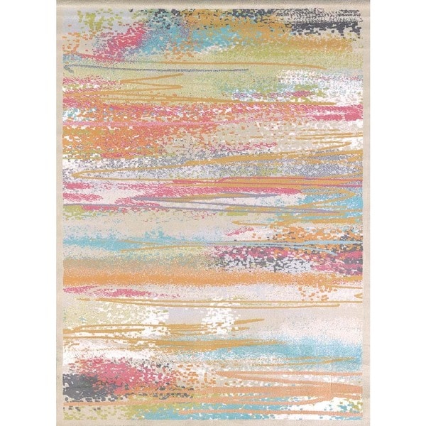 Distressed Geometric Multi colored Indoor Area Rug (710 x 102)