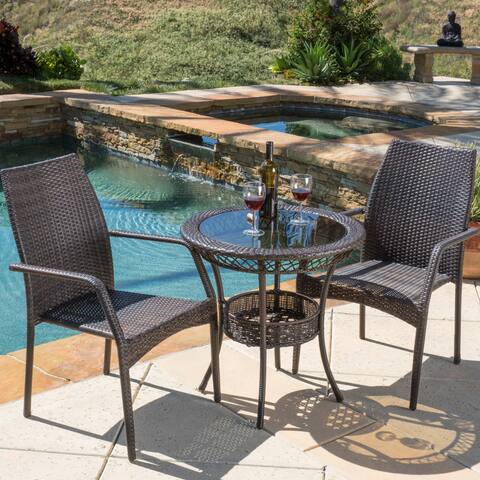 Lisbon Outdoor 3-piece Wicker Bistro Set by Christopher Knight Home