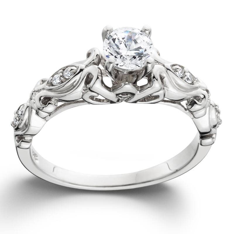 14k White Gold 1/2 ct TDW Vintage Diamond Engagement Ring