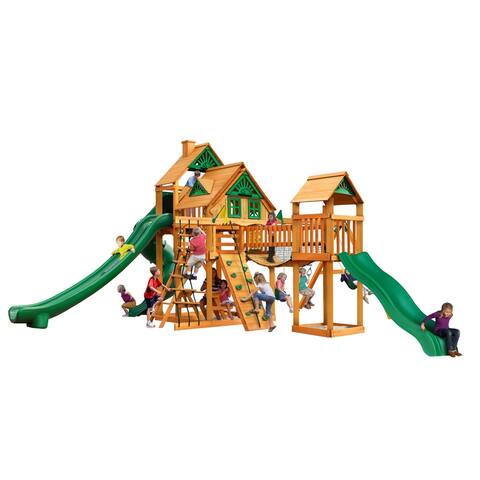 Gorilla Playsets Treasure Trove II Treehouse Wooden Playset with Swing Set Accessories