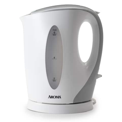 Aroma 1.7-Liter Electric Kettle, White/Grey
