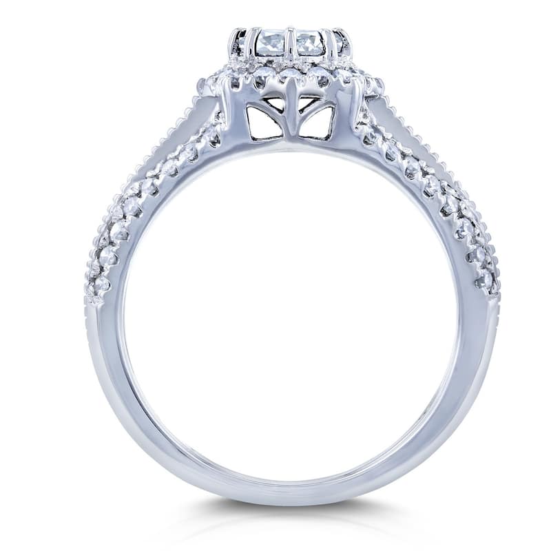 Annello by Kobelli 14k White Gold 4/5ct TDW Round Diamond Engagement Ring