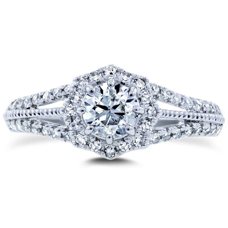 Annello by Kobelli 14k White Gold 4/5ct TDW Round Diamond Engagement Ring