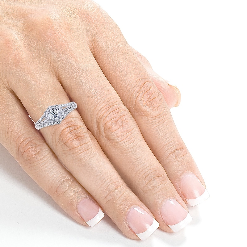 Annello by Kobelli 14k White Gold 4/5ct TDW Round Diamond Engagement Ring