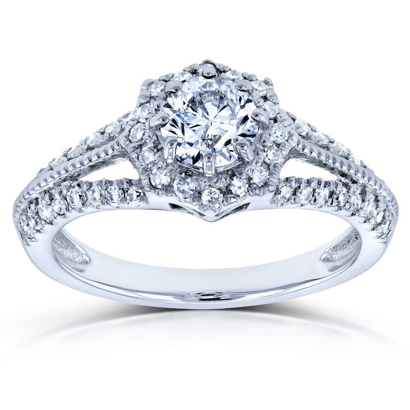 Annello by Kobelli 14k White Gold 4/5ct TDW Round Diamond Engagement Ring - 4