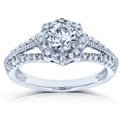 Annello by Kobelli 14k White Gold 4/5ct TDW Round Diamond Engagement Ring