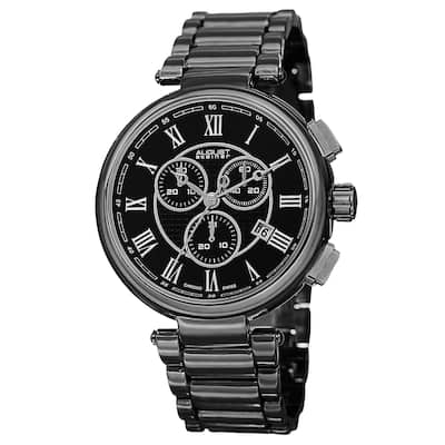 August Steiner Men's Swiss Quartz Chronograph Black Bracelet Watch
