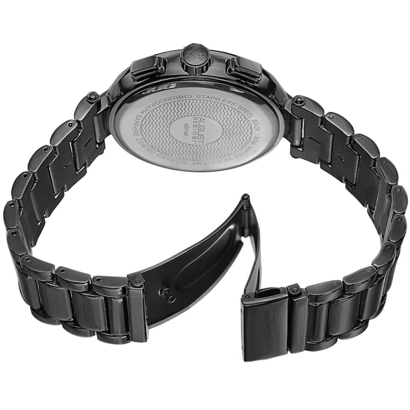 August Steiner Men's Swiss Quartz Chronograph Black Bracelet Watch