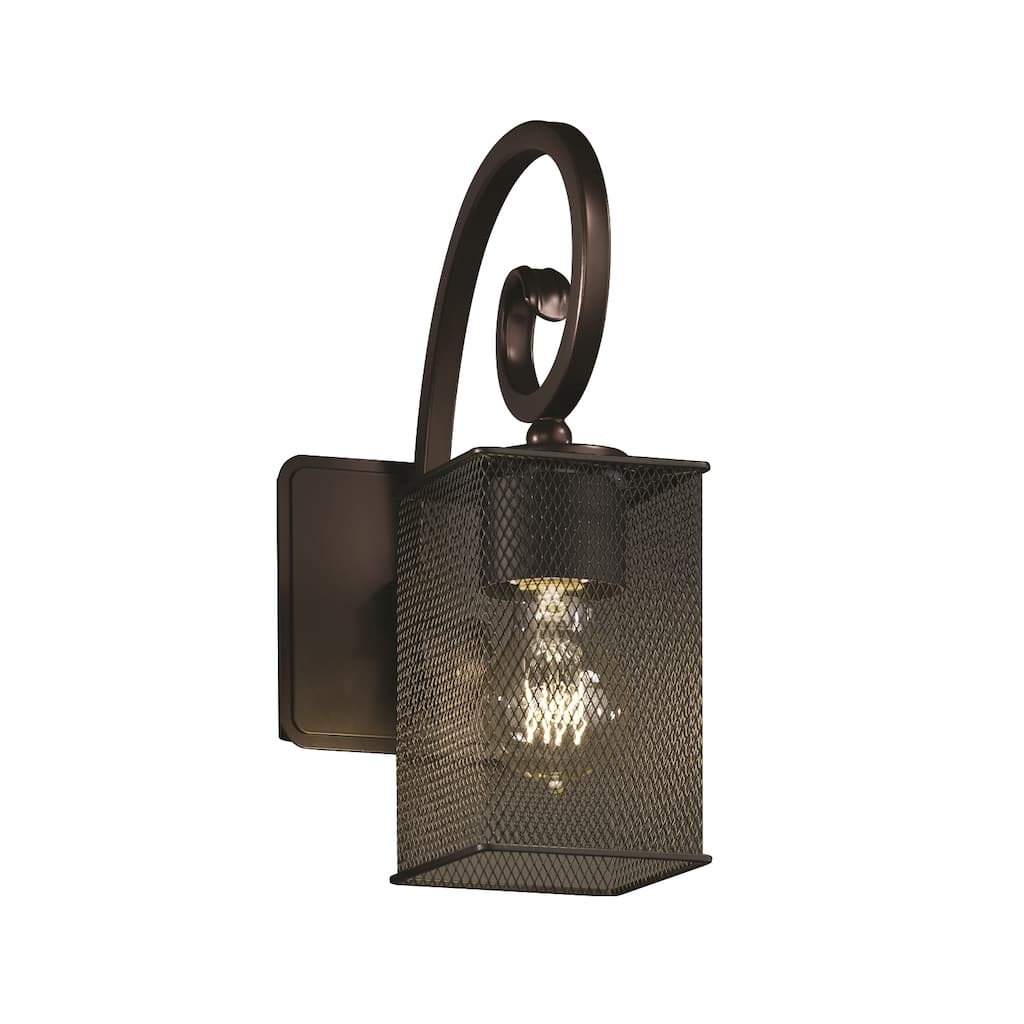 Justice Design Wire Mesh Victoria 1-light Dark Bronze Wall Sconce, Square - Flat Rim Shade
