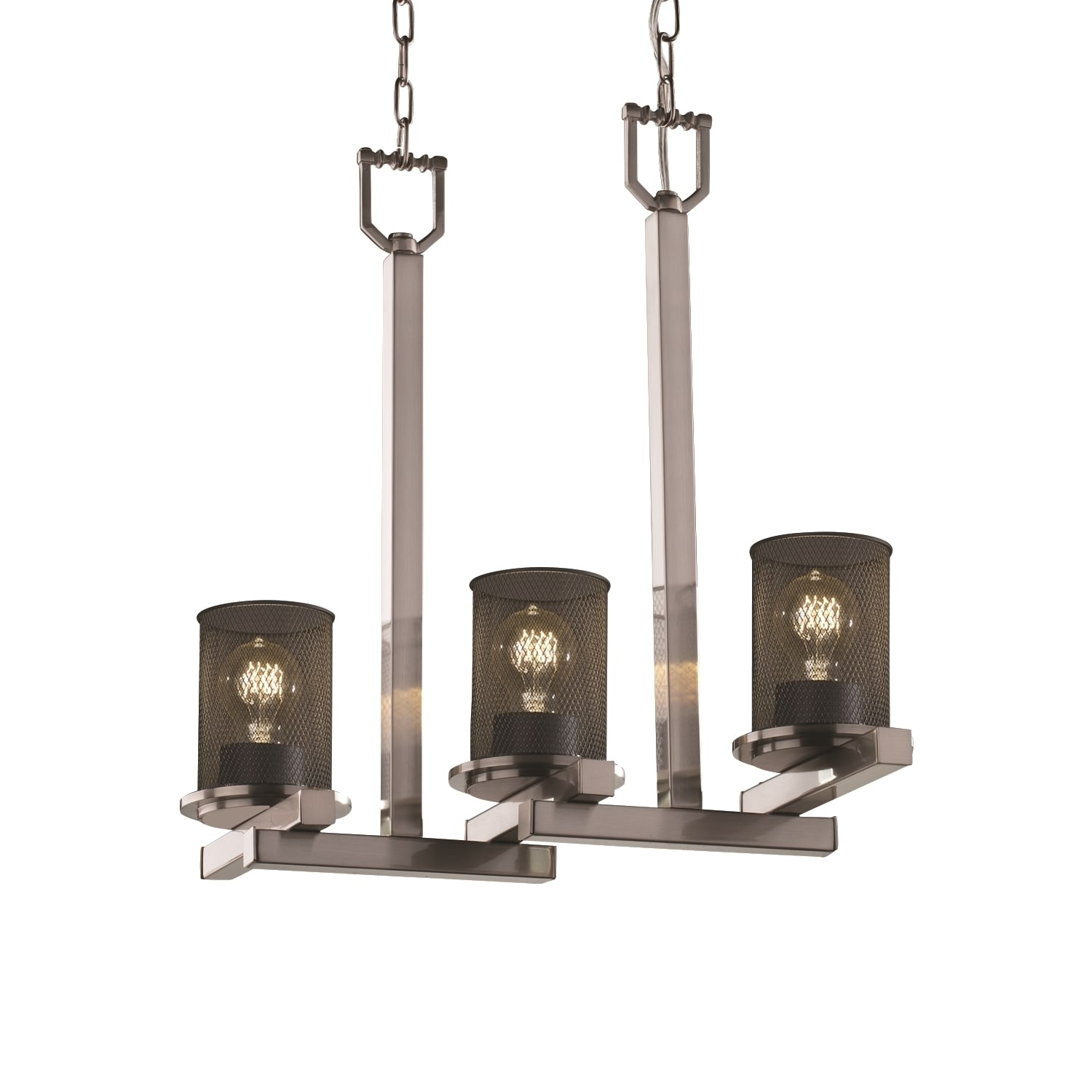 Justice Design Group Dakota 3-light Chandelier, Brushed Nickel (Brushed Nickel, Wire Mesh) - Chandeliers For Bedrooms by Overstock.com