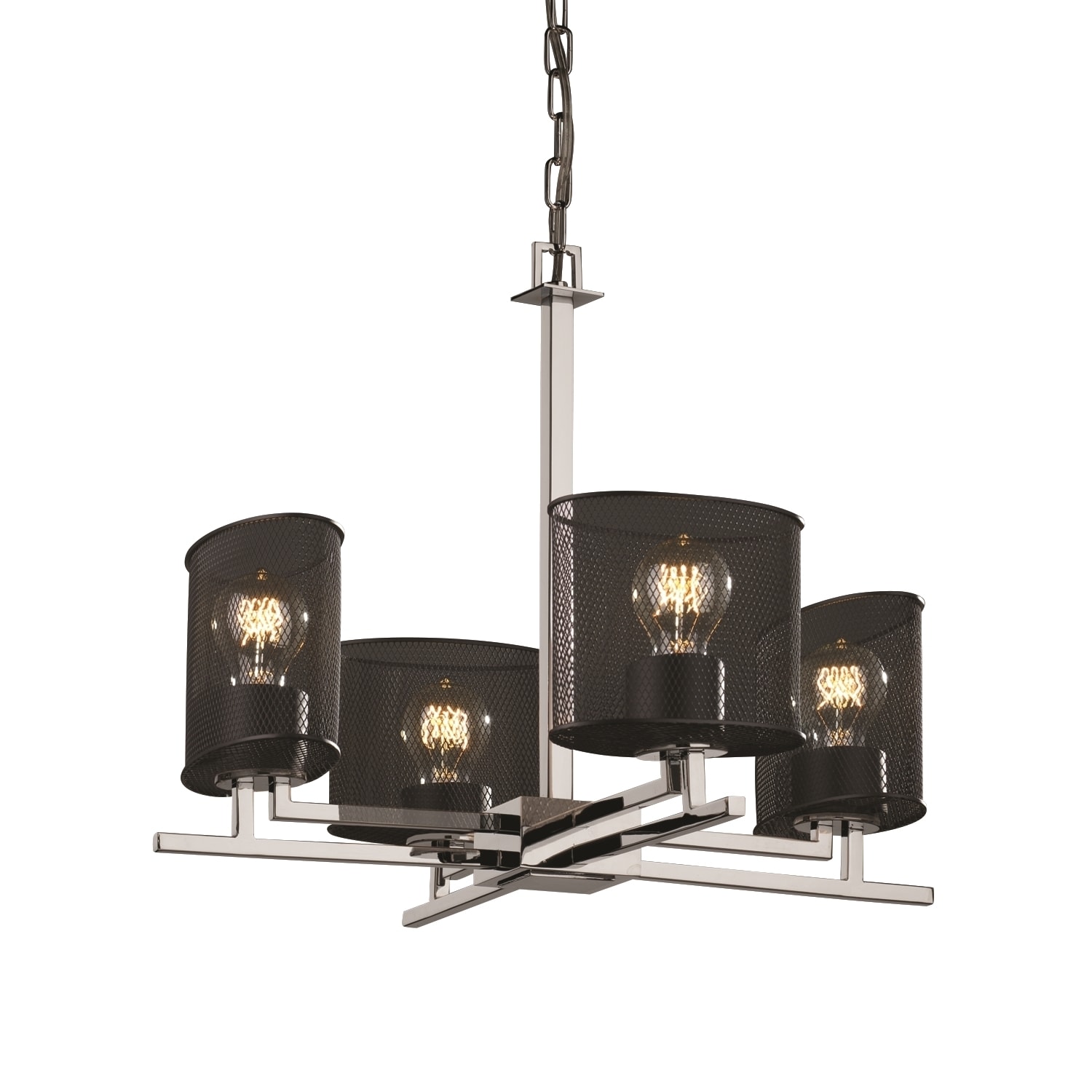 Justice Design Group Wire Mesh Aero 4-light Polished Chrome Chandelier, Oval Shade (Polished Chrome, Wire Mesh) - Chandeliers For Bedrooms by Overstock.com