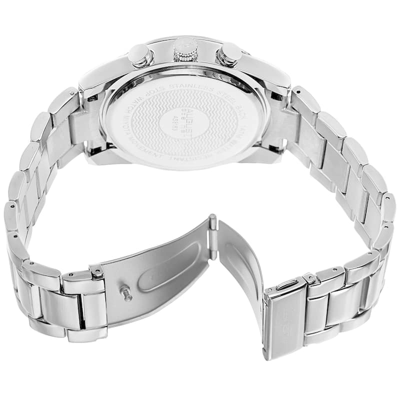 August Steiner Men's Quartz Chronograph Stainless Steel Silver-Tone Bracelet Watch