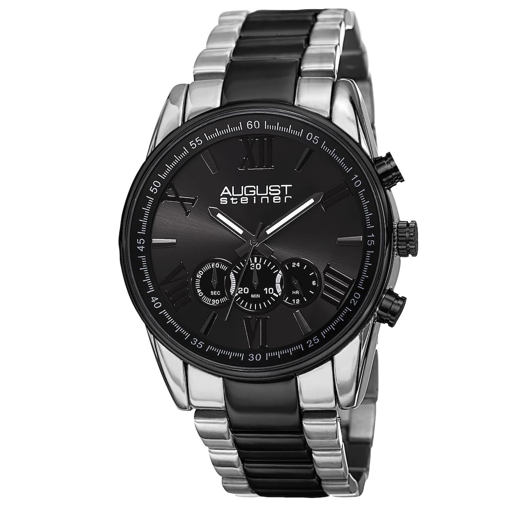 August Steiner Men's Quartz Chronograph Stainless Steel Two-Tone Bracelet Watch