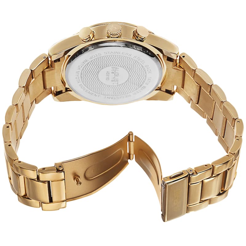 August Steiner Men's Quartz Chronograph Stainless Steel Gold-Tone Bracelet Watch