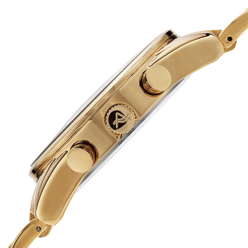 August Steiner Men's Quartz Chronograph Stainless Steel Gold-Tone Bracelet Watch
