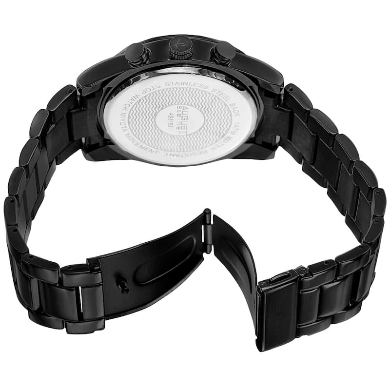 August Steiner Men's Quartz Chronograph Stainless Steel Black Bracelet Watch