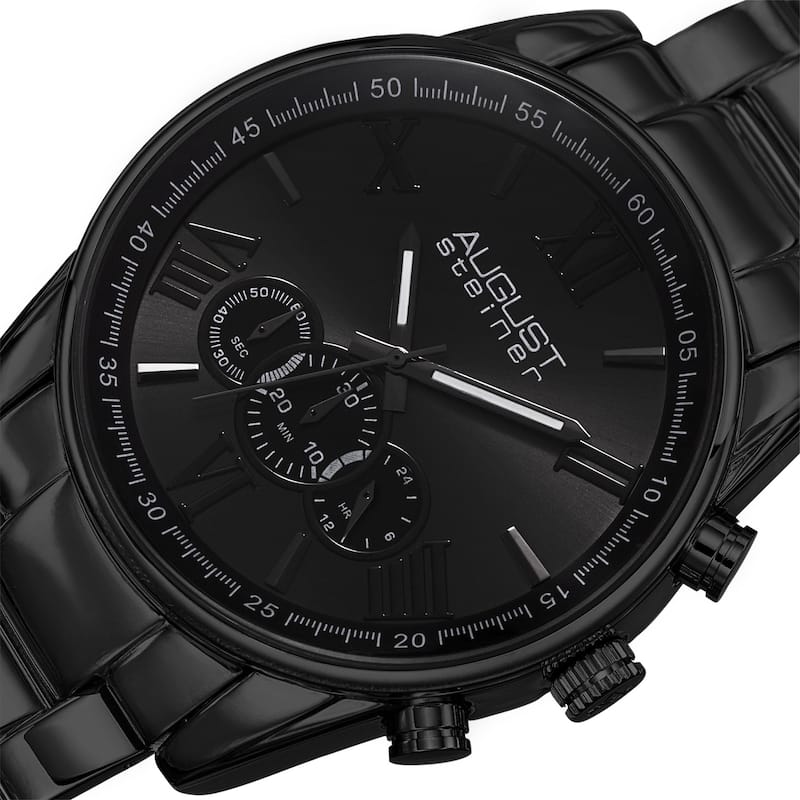 August Steiner Men's Quartz Chronograph Stainless Steel Black Bracelet Watch