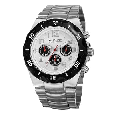 August Steiner Men's Swiss Quartz Multifunction Dual-Time Silver-Tone Bracelet Watch