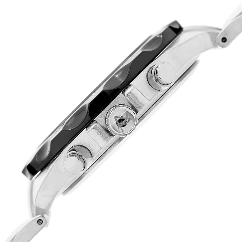 August Steiner Men's Swiss Quartz Multifunction Dual-Time Silver-Tone Bracelet Watch
