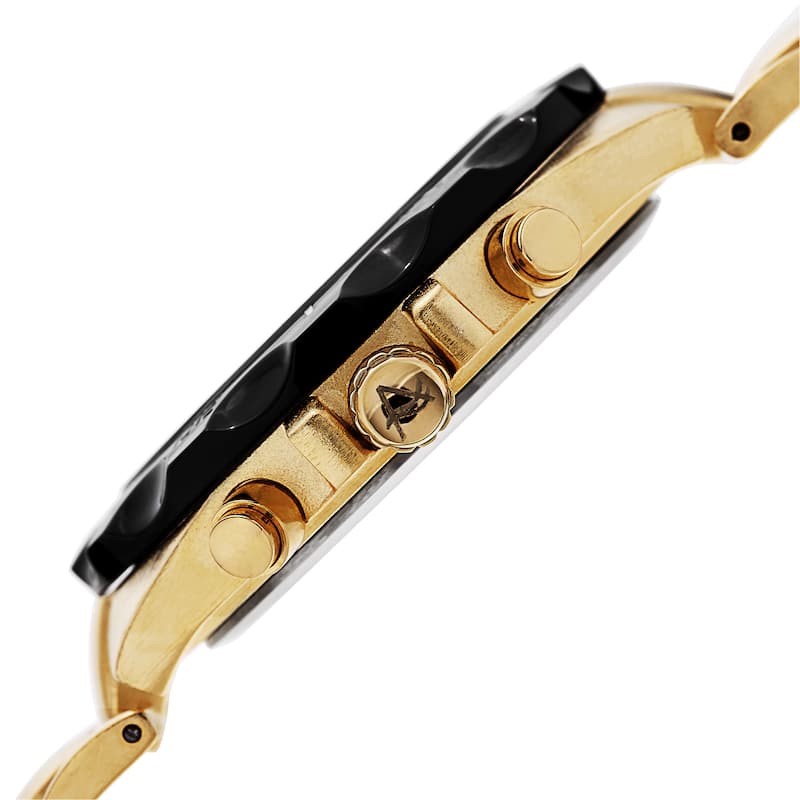 August Steiner Men's Swiss Quartz Multifunction Dual-Time Gold-Tone Bracelet Watch