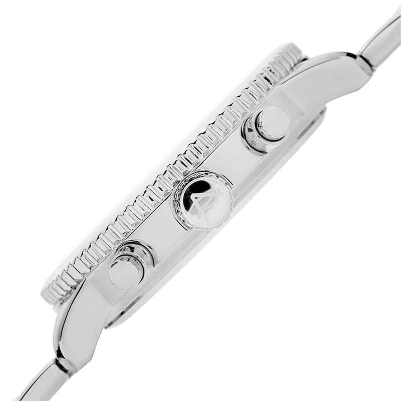 August Steiner Men's Swiss Quartz Multifunction Dual Time Stainless Steel Silver-Tone Bracelet Watch