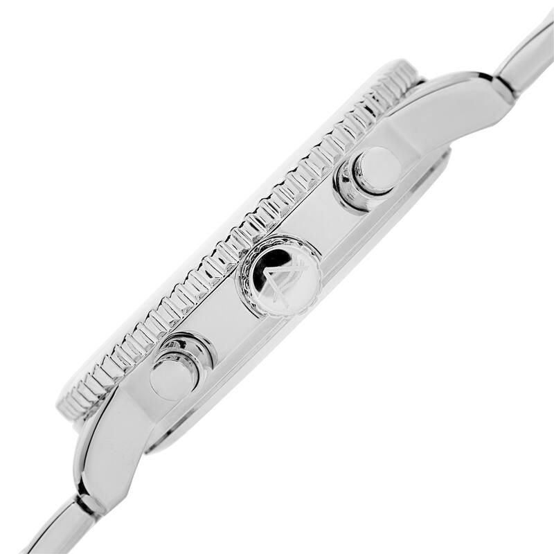 August Steiner Men's Swiss Quartz Multifunction Dual Time Stainless Steel White Bracelet Watch