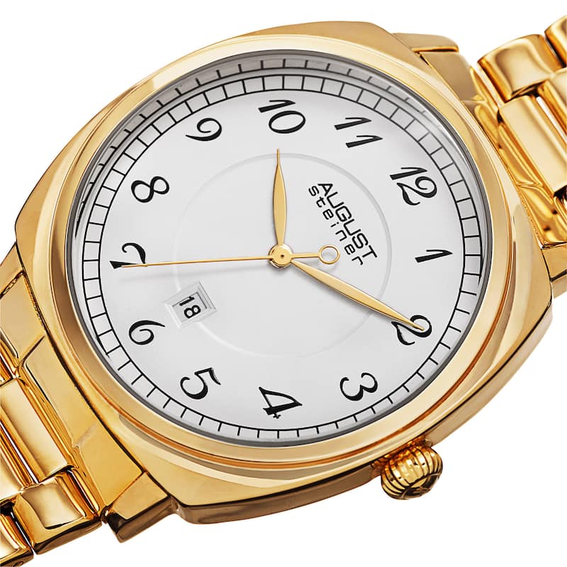 August Steiner Men's Swiss Quartz Arabic Numerals Stainless Steel Gold-Tone Bracelet Watch