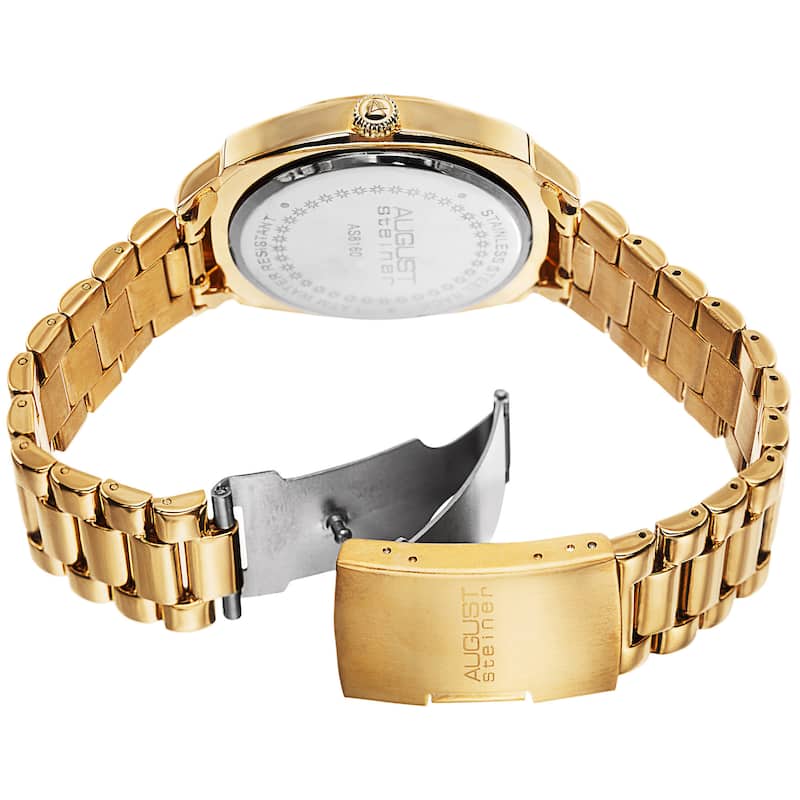 August Steiner Men's Swiss Quartz Arabic Numerals Stainless Steel Gold-Tone Bracelet Watch