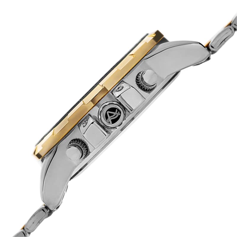 August Steiner Men's Swiss Quartz Multifunction Tachymeter Stainless Steel Two-Tone Bracelet Watch