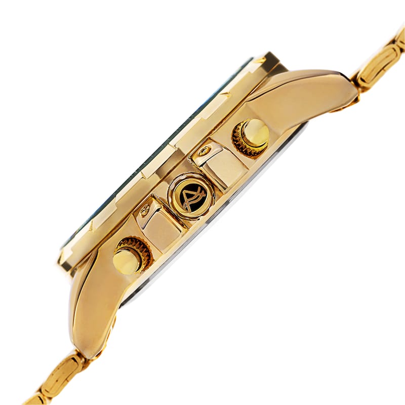 August Steiner Men's Swiss Quartz Multifunction Tachymeter Stainless Steel Gold-Tone Bracelet Watch