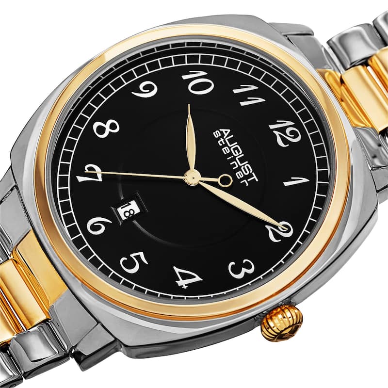 August Steiner Men's Swiss Quartz Arabic Numerals Stainless Steel Two-Tone Bracelet Watch