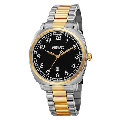 August Steiner Men's Swiss Quartz Arabic Numerals Stainless Steel Two-Tone Bracelet Watch
